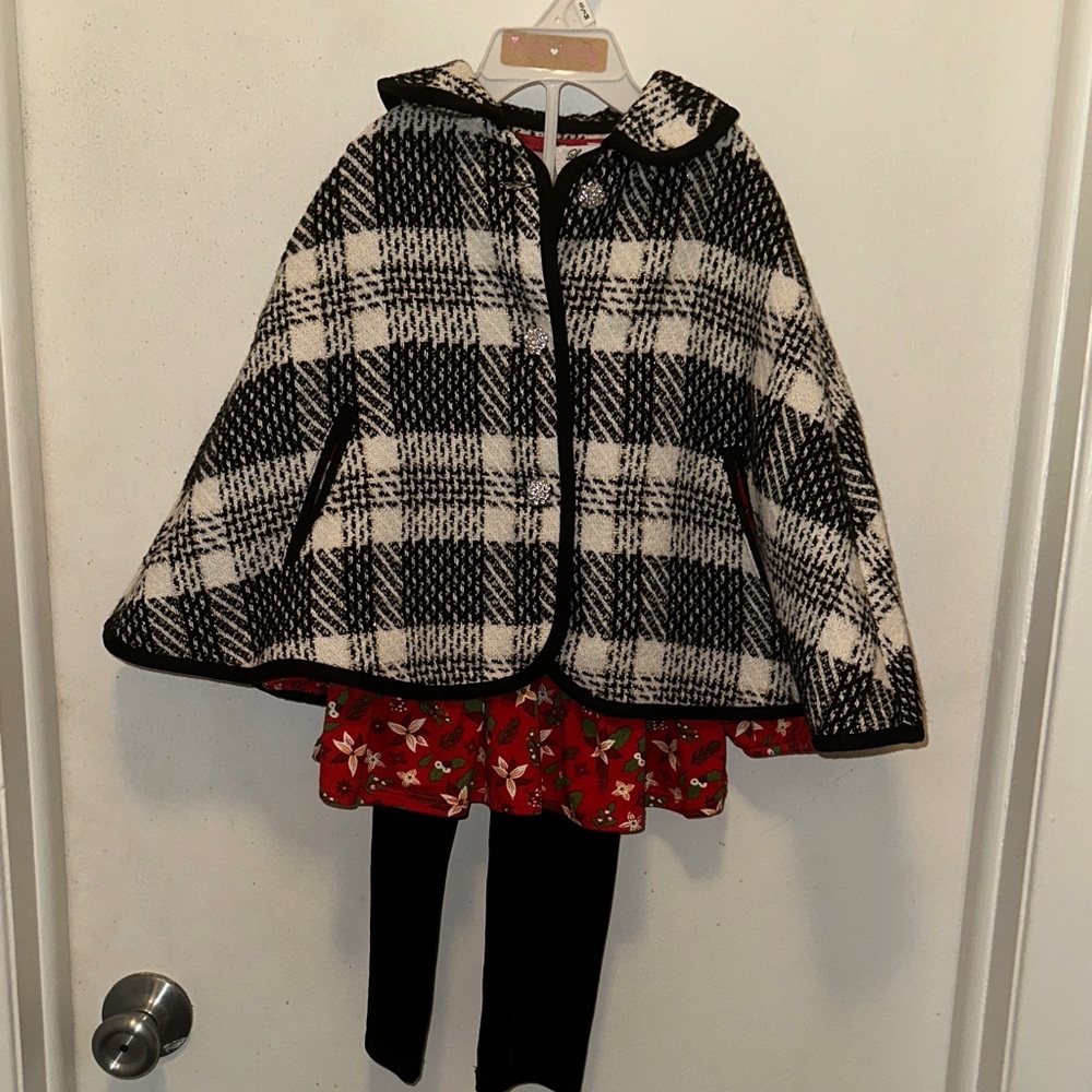 Plaid Black and White Kids Matching 3 piece Set. Sz 3T
